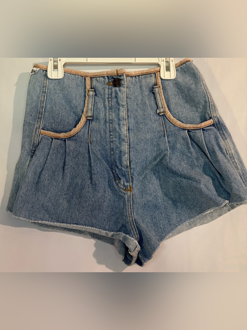 Switch USA High-Waist Light Blue Denim Shorts with Contrast Trim Waist 28”
